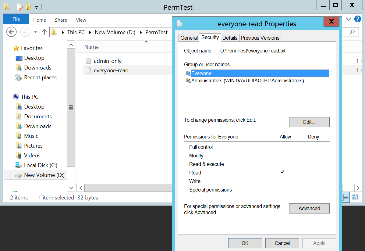 D drive everyone-read test file